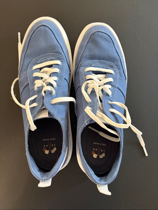 Cole Haan Shoes - Cole Haan Medium Blue Canvas Low-Top Sneakers with White Laces, Women’s Size 9